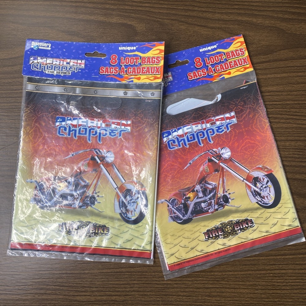 VTG American Chopper FIRE BIKE 2x 8ct Loot Bags Party Supplies Discovery 2006